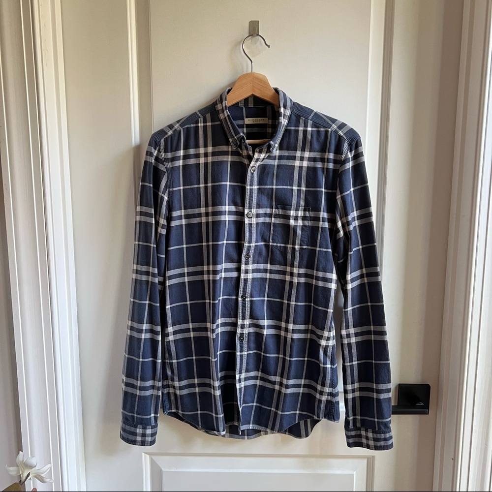 Burberry Brit Blue Plaid Button Down Shirt